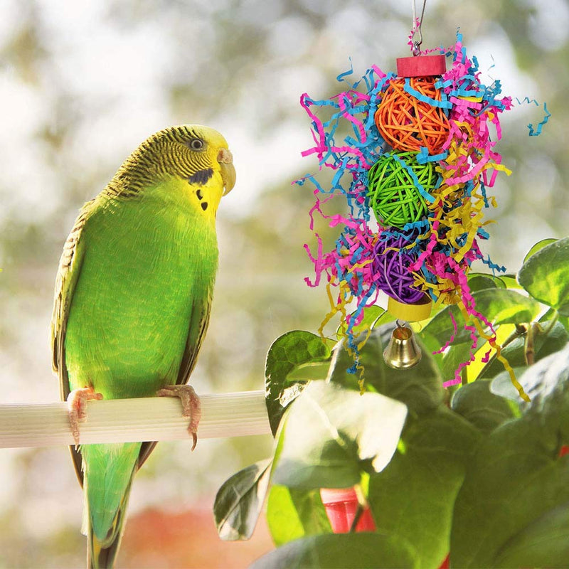 Fingertoys 3 Packs Bird Toys, Parakeet Bird Cage Toys Hanging Swing Shredding Chewing Perches Parrot Bite Toy Wooden Ladder Hammock for Budgie, Cockatiels, Conures, Finches, Small Parakeets - PawsPlanet Australia