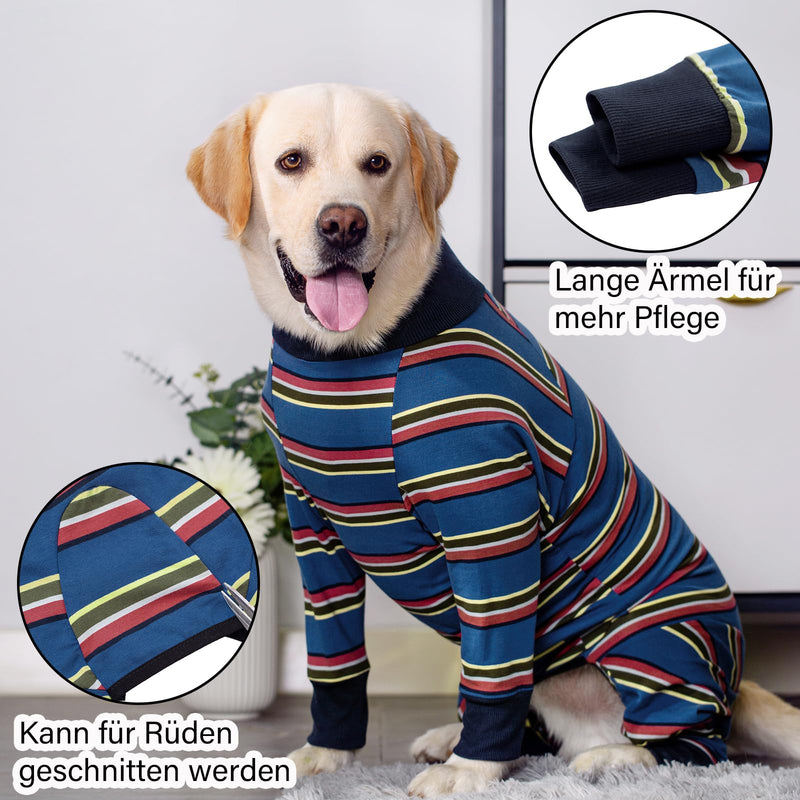 Axcimond dog bodysuit after surgery dog one-piece dog bodysuit castration bitch/male surgery body dog recovery suit for dogs after surgery long-sleeved wound protection suits alternative to neck collars for dogs 3XL navy blue - PawsPlanet Australia