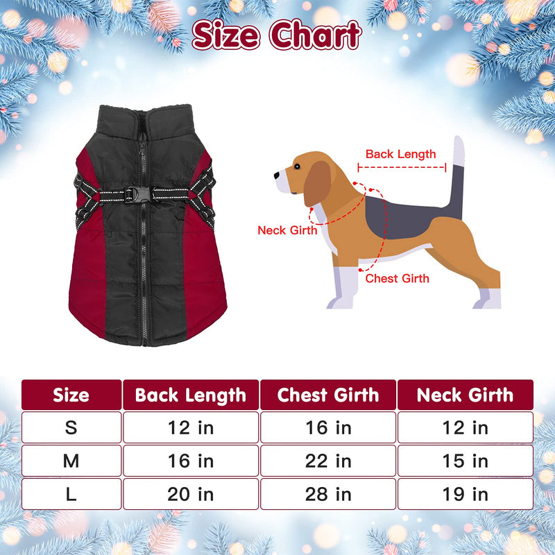 Dog Cold Weather Coat - Dog Winter Coat Clothes Windproof Cozy Warm Jacket, Reflective Waterproof Turtleneck Outdoor Apparel with D Ring Leash for Small Medium Large Dogs Black - PawsPlanet Australia