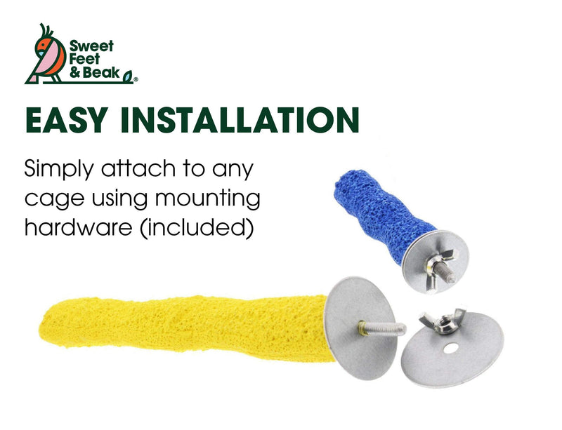 Sweet Feet and Beak Comfort Grip Safety Perch for Bird Cages - Patented Pumice Perch for Birds to Keep Nails and Beaks in Top Condition - Safe Easy to Install Bird Cage Accessories X-Small 4.5" Blue - PawsPlanet Australia