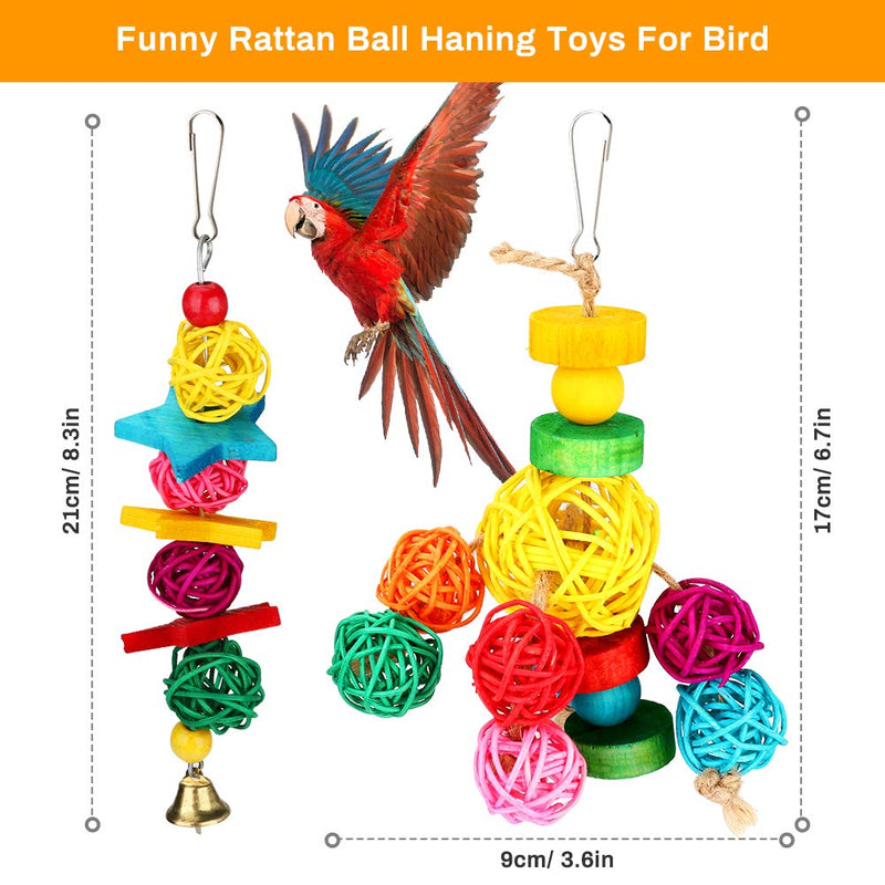 Laelr Bird Cage Toys 8 Pcs Parrot Swing Chewing Toy Set Budgie Toys for Cage Bird Hammock Bell Haning Toys for Conures/Cockatiels/Love Birds/Small Birds - PawsPlanet Australia