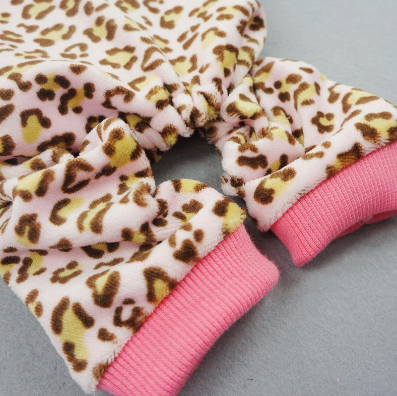 Fitwarm Leopard Print Velvet Pet Dog Jumpsuit with Ribbon Small (Chest14" Back10") - PawsPlanet Australia