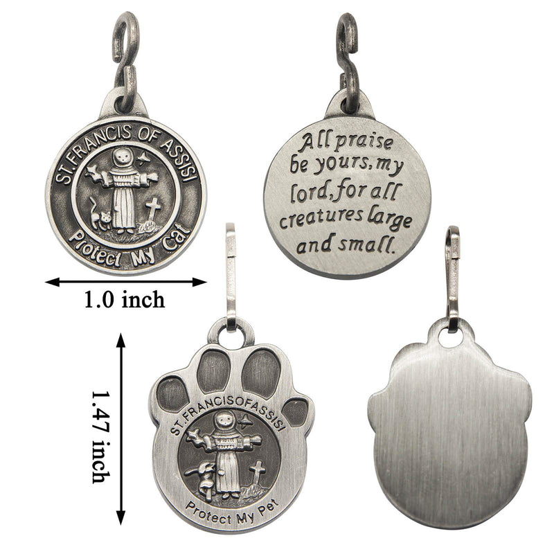 Pet Tags Engraved 2 Packs St Francis of Assisi Dogs Cats Medal Pendant Collar Charm Protect My Pet - PawsPlanet Australia