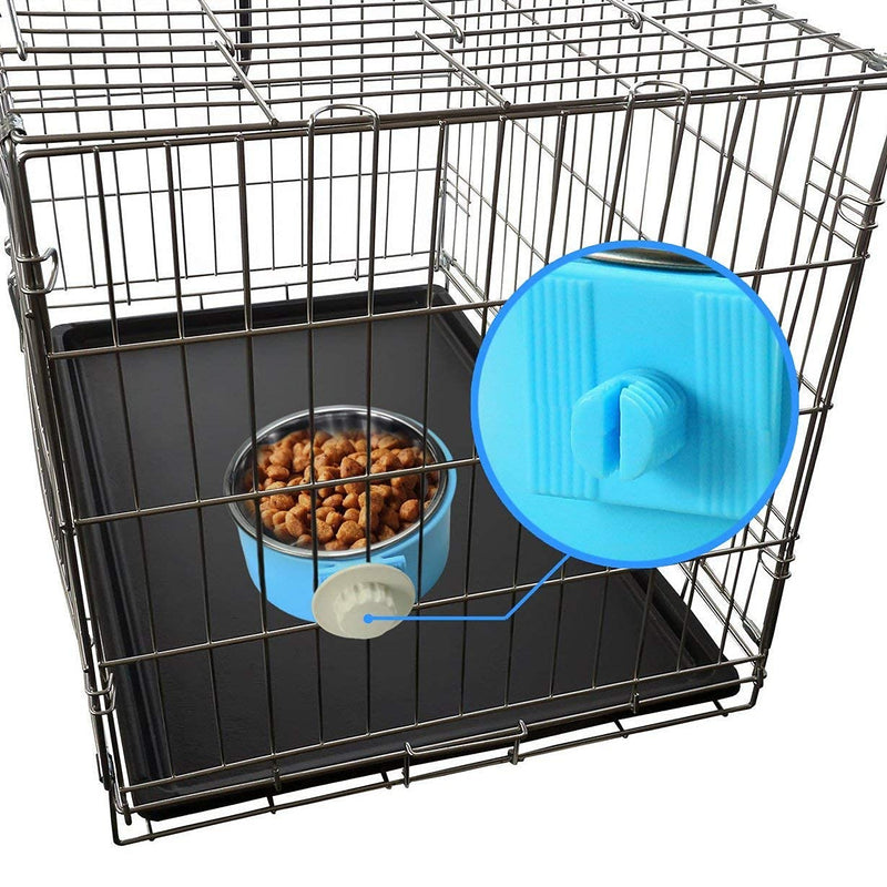 Joyoldelf 2-in-1 Pet Hanging Bowl for Crates & Cages Removable Stainless Steel Dog Bowl with Plastic Puppy Feeder Food Water Bowl for Cat, Rabbit, Bird, Hamster, Shitzu, Ferret - PawsPlanet Australia