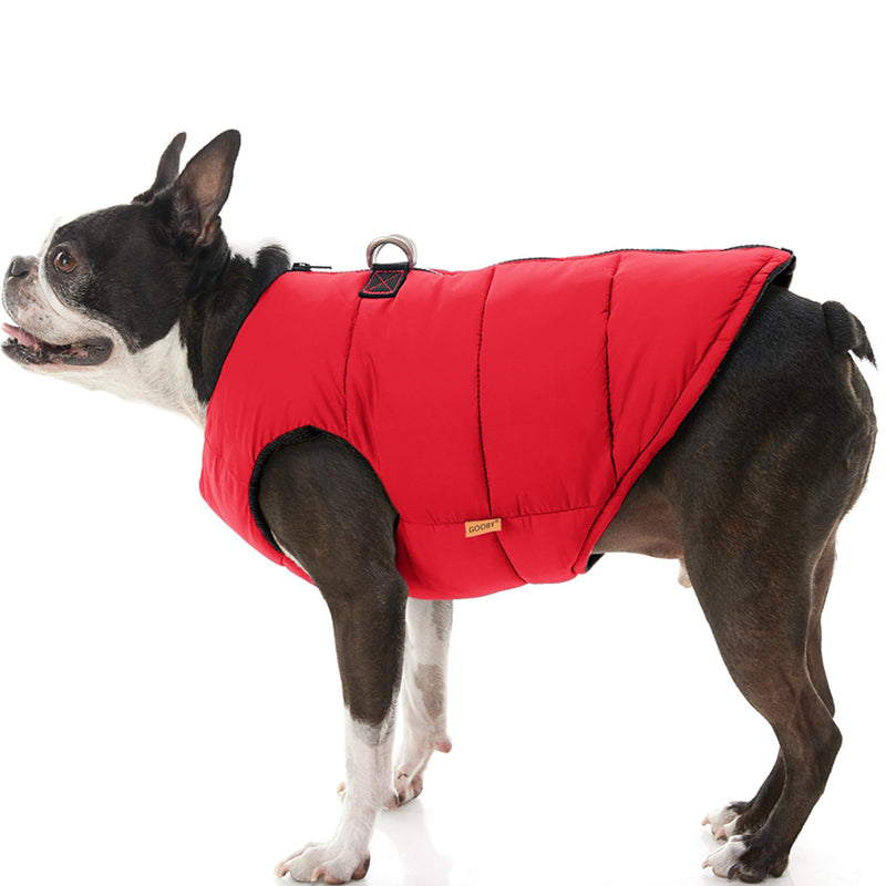 Gooby Padded Vest Dog Jacket - Solid Red, X-Large - Warm Zip Up Dog Vest Fleece Jacket with Dual D Ring Leash - Water Resistant Small Dog Sweater - Dog Clothes for Small Dogs Boy and Medium Dogs Red Solid X-Large chest (56 cm) - PawsPlanet Australia