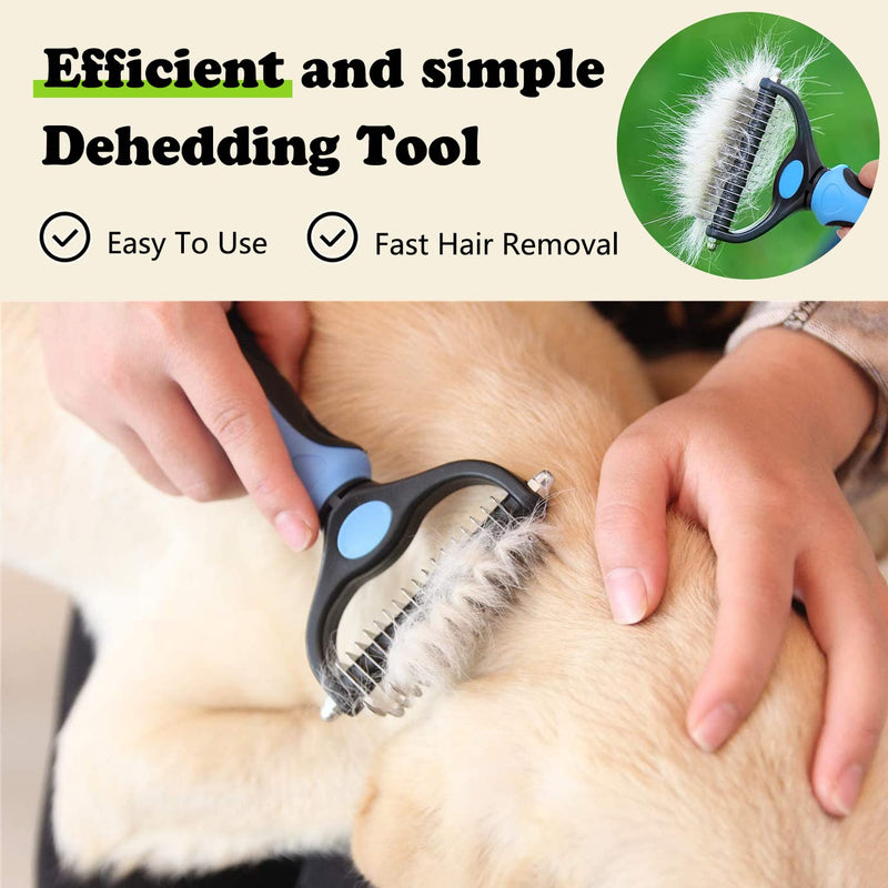 Winzasber Dog Brush Long Hair - Cat Brush Short Hair, Cat Brush & Undercoat Brush Dog and Cats, with Claw Scissors Cats | Blue (3 piece set) 3 piece set - PawsPlanet Australia