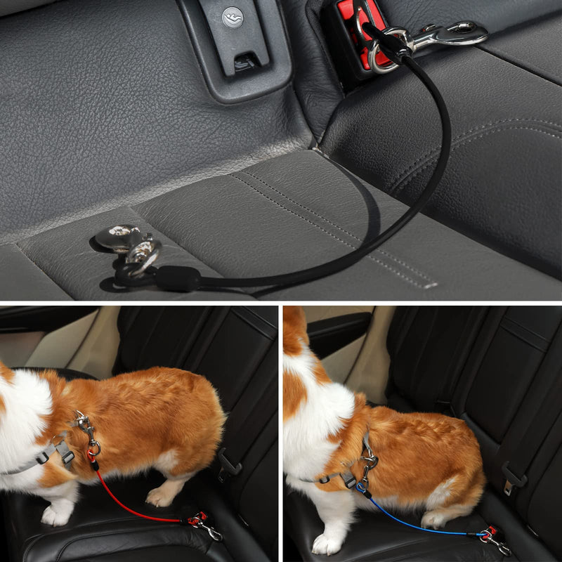 Mi Metty Dog Seat Belt Steel Wire Bite Resistant Dog Belt for Car Universal Plug Dog Seat Belt for Dogs Cats Pet Red Blue 2 Pieces 32 Inch/80 CM - PawsPlanet Australia