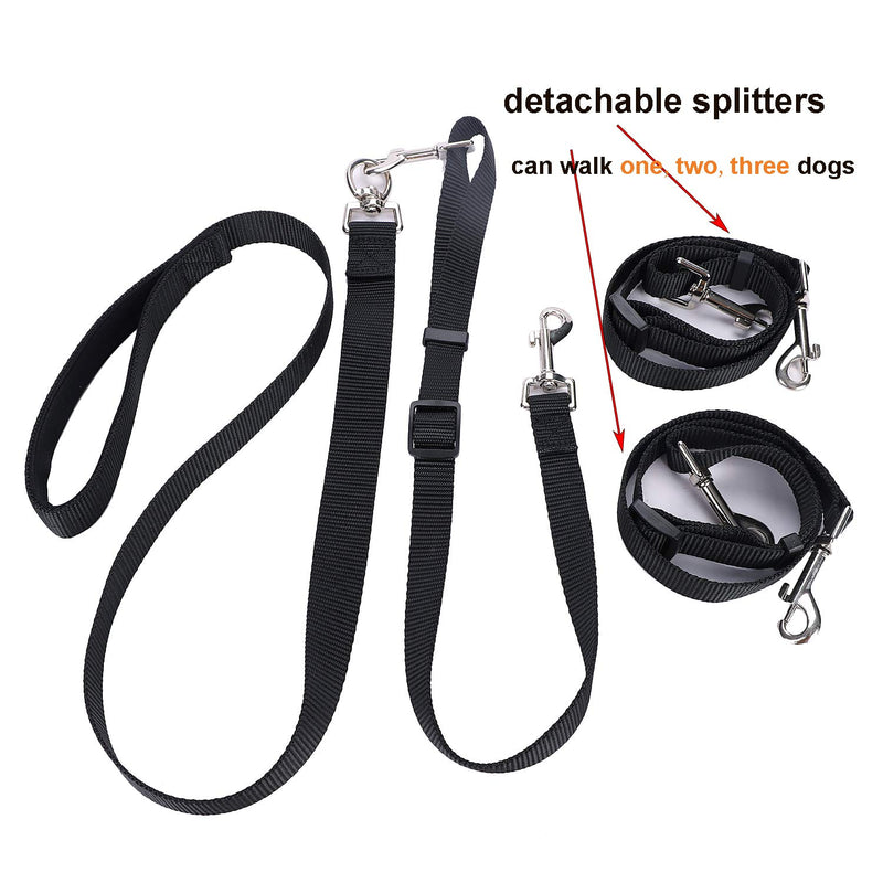 IBLUELOVER 3 in 1 Dog Leash Detachable 3 Way Dog Lead with Padded Handle, No Tangle Triple Dog Splitter Lead Coupler Sturdy Nylon Dog Training Leash for Walking 1 2 3 Dogs - PawsPlanet Australia