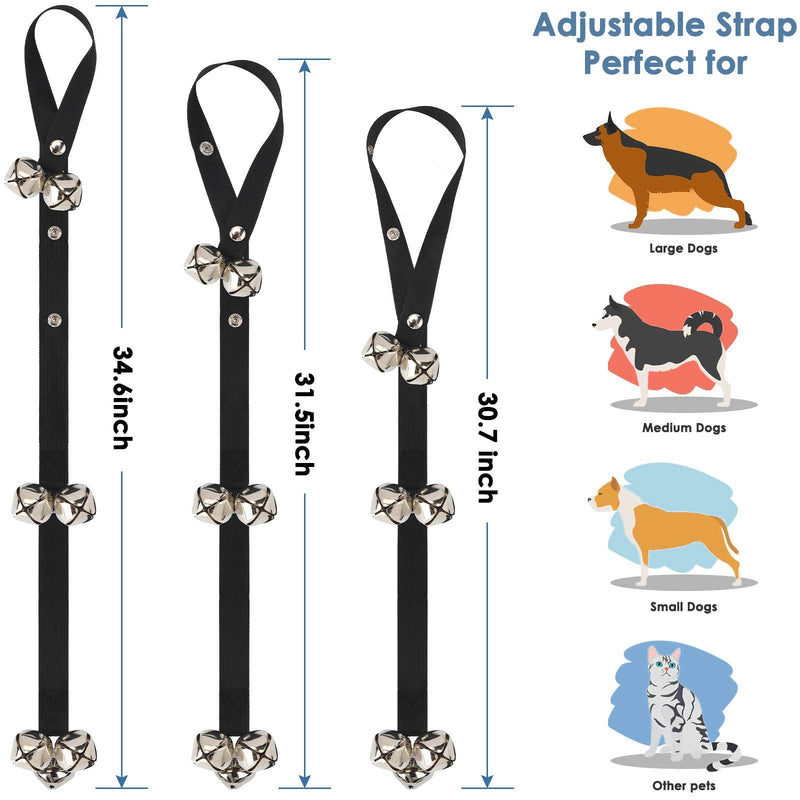 FOLKSMATE Dog Doorbells for Potty Training Doggy Dog Puppy Door Bells with 7 Extra Loud Bells Adjustable for Dog Training, Housebreaking, Door Knob, Ring to Go Outside Puppy Supplies Set of 2 Dog Bells Black - PawsPlanet Australia