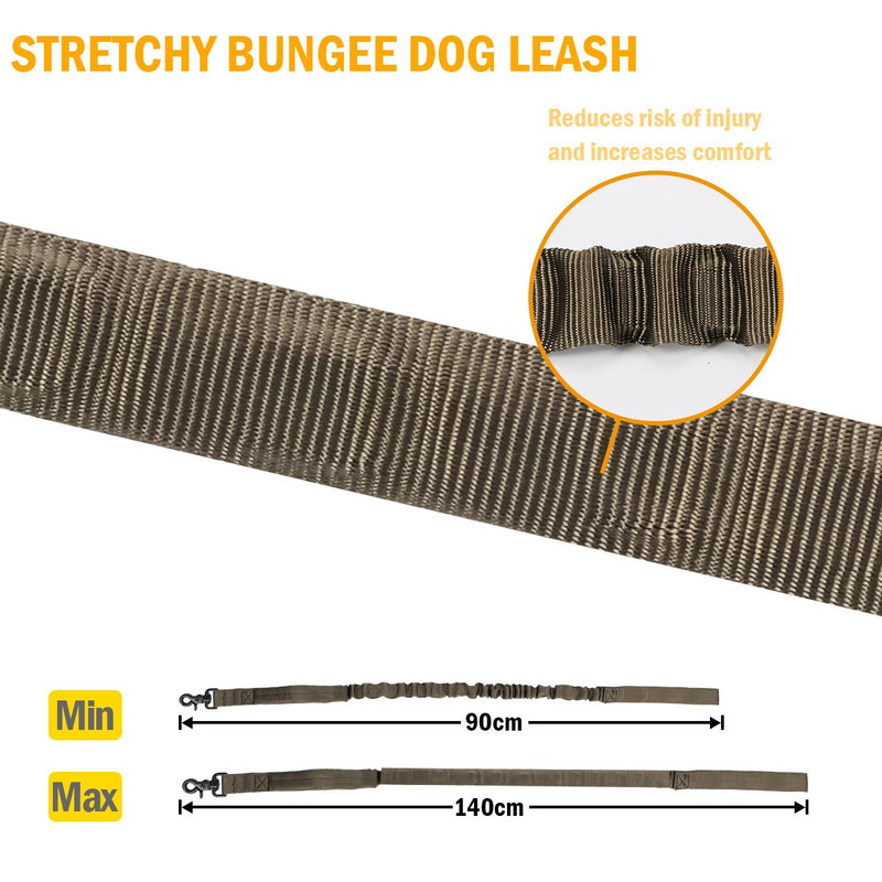 [Australia] - IronSeals Tactical Dog Training Bungee Leash Quick Release Buckle with Control Handle Army Green 