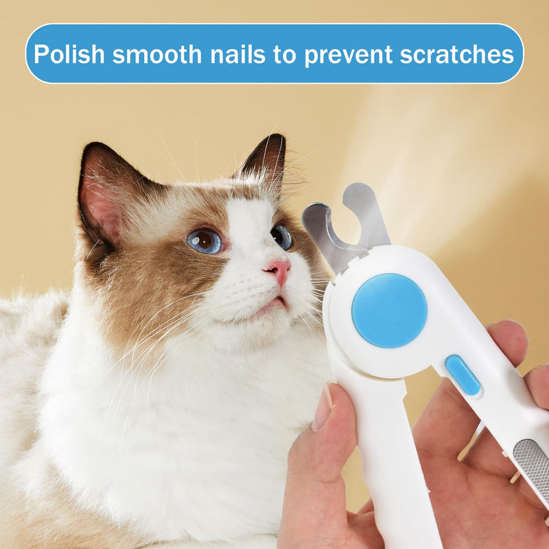 Cat claw scissors, nail clippers with LED light for dogs and cats, with nail file and splash-proof protection device, professional trimmer tool for medium-sized small animals, pets, claw care - PawsPlanet Australia