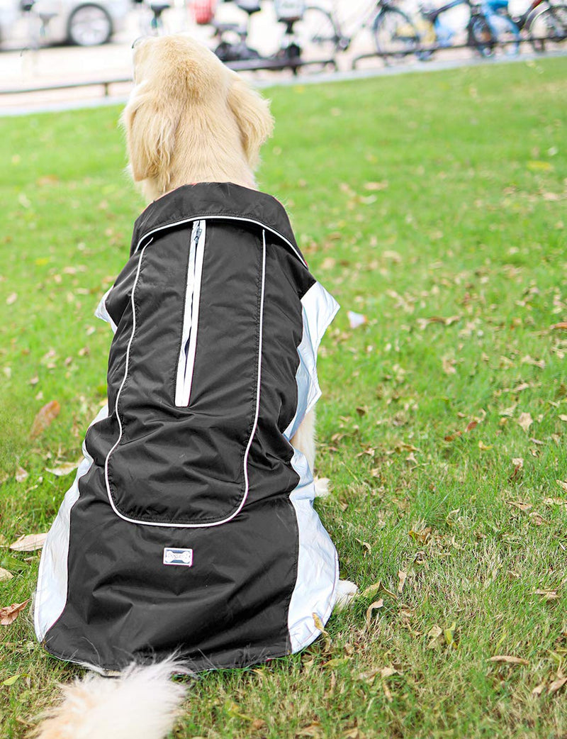 Komate Dog Warm Thermal Reflection Jacket for Winter Pet Outdoor Night Reflective Stripes Vest Waterproof Windproof Forest Hiking Protect Pet Clothing (L (Chest 22-28inches), Black) L (Chest 22-28inches) - PawsPlanet Australia