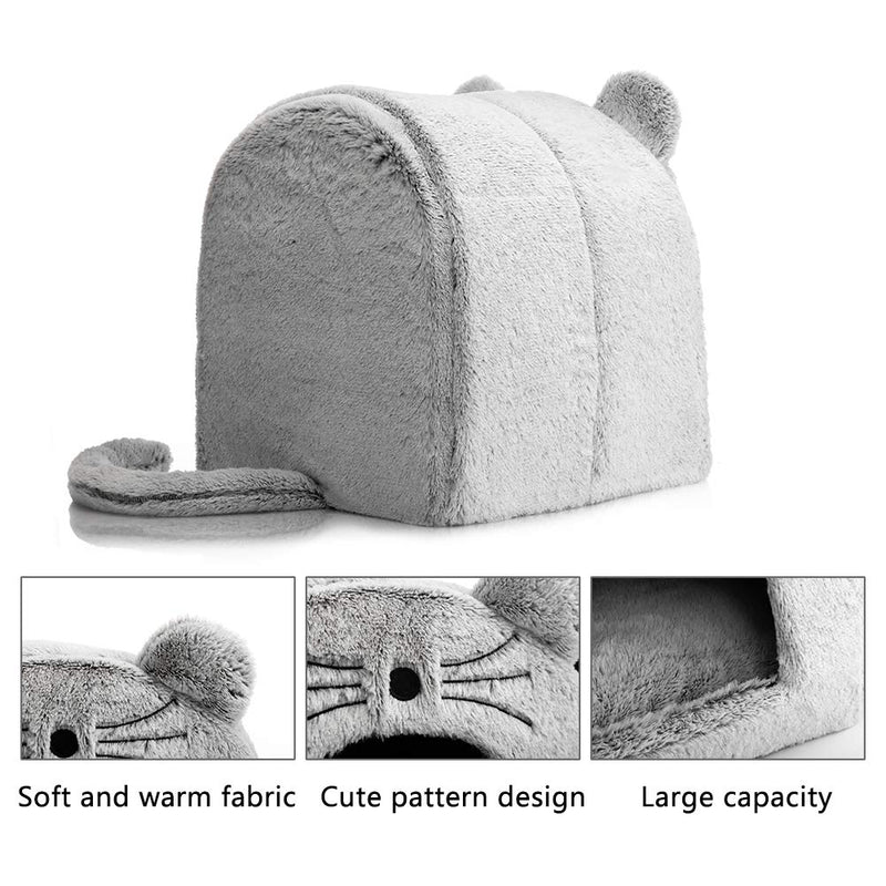 [Australia] - Hollypet Self-Warming Mouse Pet Bed Warm Cave Nest Sleeping Bed Puppy House for Cats and Small Dogs, Gray 