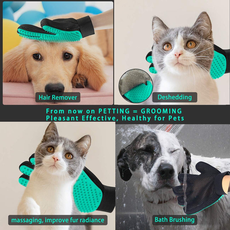 [Australia] - Pet Hair Remover Glove for Cat Dog, Pet Grooming Glove for Dog Cat Brush Gentle Shedding and Grooming Pet Supplies Massage Mitt Enhanced Five Finger Design Efficient for Long & Short Fur Pet, 1 Pair 