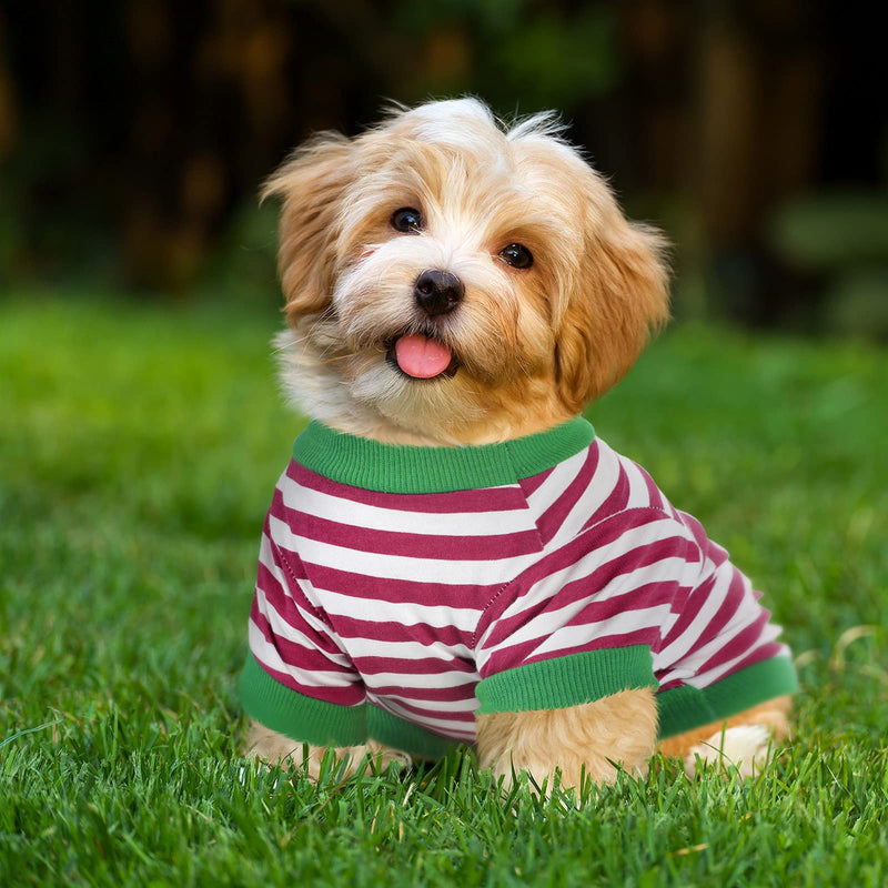 3 Pieces Pet Daily Striped Shirts Printed Puppy Pet Shirts Soft Breathable T-Shirt for Cute Dog Sweatshirt Pet Puppy Clothes (Black and White, Green and Dark Red, Black and Gray, M) Black and White, Green and Dark Red, Black and Gray Medium - PawsPlanet Australia