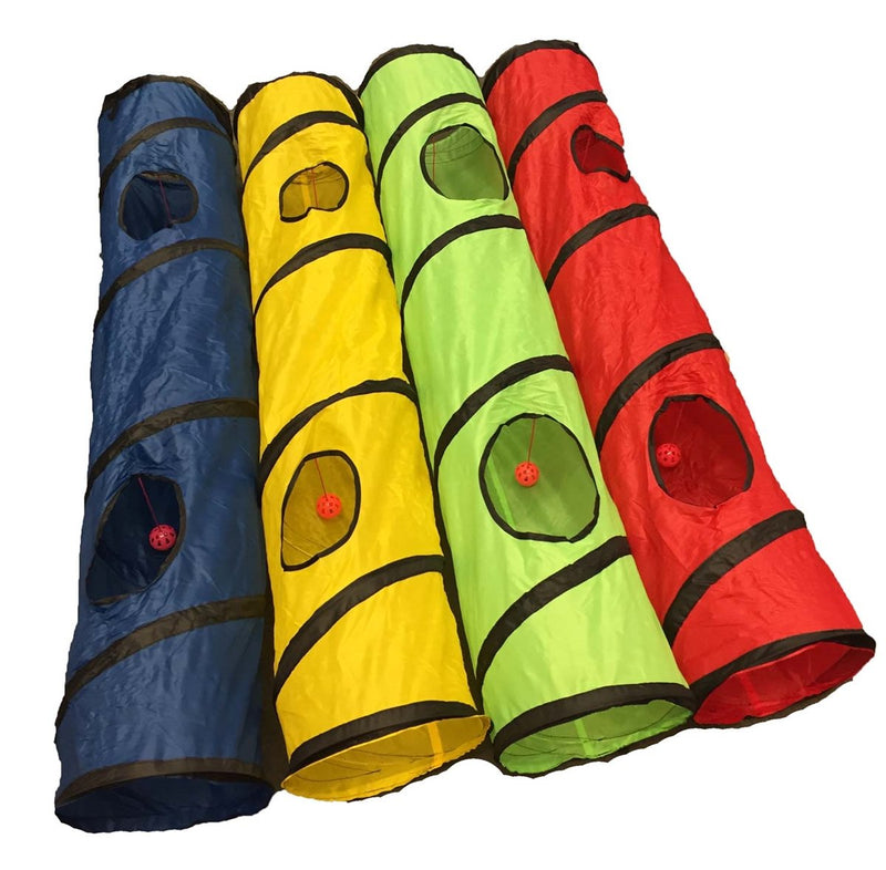 Shop4Omni Kitty Cat Play Tunnel Pet Toy - Four Exit Holes - 4 Feet Long Blue - PawsPlanet Australia