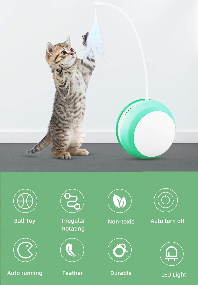 [Australia] - Automatic Cat Toy Interactive Kitten Toys Tumbler Cat Rod USB Rechargeable Robotic 360 Degree Smart Rotating Pet Wicked Ball Toy 2 Modes with Blinking Light and Bird Sound 