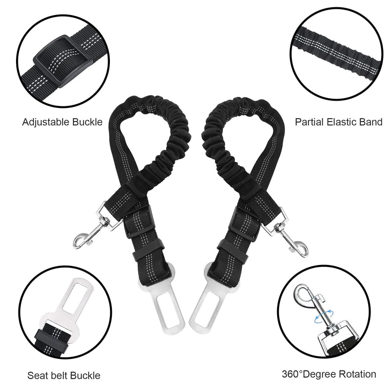 Nutabevr Pack of 2 dog belts for the car, length adjustable dog seat belt, with elastic shock absorption and strong carabiner seat belt, dog safety harness for all dogs and cats - PawsPlanet Australia