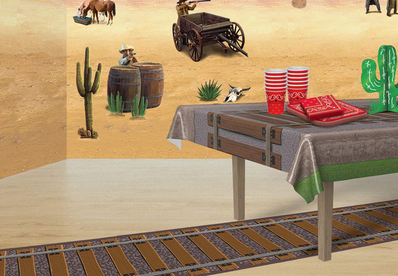 Beistle Novelty Printed Polyester Fabric Railroad Track Aisle Runner for Western Theme Birthday Christmas Party Supplies, 24" x 10', Brown/Gray - PawsPlanet Australia