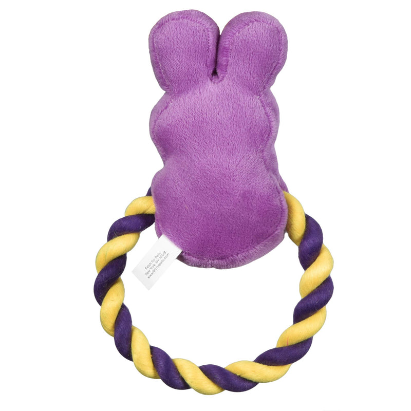 Peeps for Pets Bunny 6 Inch Purple Plush Rope Pull Toy for Dogs | Purple Dog Toy from Peeps, Plush Fabric Dog Toys | Small Squeaker Dog Toy with Rope (FF16025) - PawsPlanet Australia