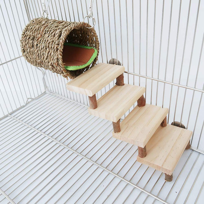 [Australia] - ZARYIEEO Hamster Chew Toys, Small Pets Warm Nest with Stairs and Pads, Rats Natural Wooden Playing Drill Tube, Teeth Care Molar Cage Toys Accessories for Birds, Syrian Hamster, Sugar Glider, Gerbils Set 