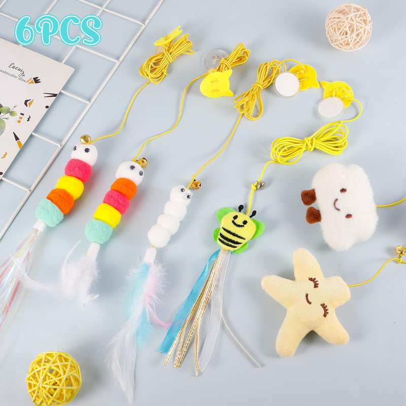 Bestomrogh Pack of 6 Cat Toys Self-Employment Hanging Door Frames, Adjustable Teaser Toy, Interactive Toy with Bell for Indoor Kitten Chase - PawsPlanet Australia