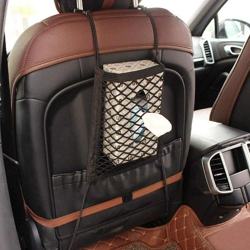 MOTYYA Car Dog Barrier 2-Layer Auto Seat Net Organizer,Universal Stretchy Storage Fine Mesh Net Disturb Stopper With Hooks suv vehicle back seat divider from Children and Pets - PawsPlanet Australia