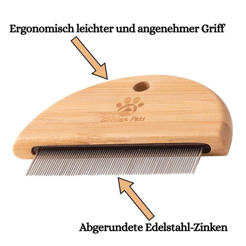 Golden Pets Bamboo Flea Comb I Lice Comb & Nits Comb I Against Fleas, Lice on Dogs & Cats I Ideal after Flea Shampoo I + Free Care Manual - PawsPlanet Australia