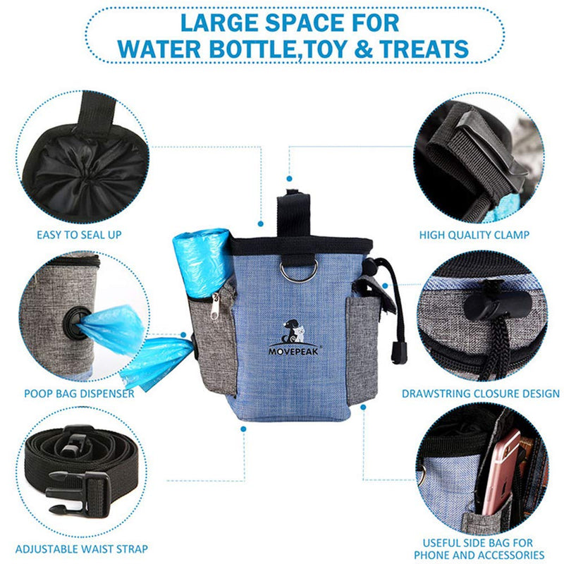 [Australia] - Enkarl Dog Treat Pouch, Dog Treat Bag with Dog Bowl for Training Small to Large Dogs, Easily Carries Pet Toys, Kibble, Treats Blue 