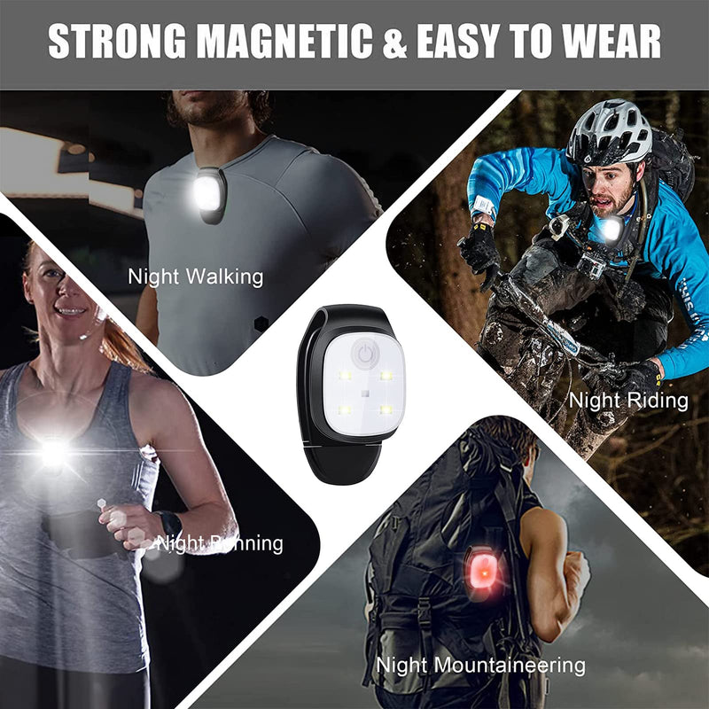 Nizirioo LED clip running light jogging: 2 pieces reflective USB rechargeable clip lamp, clip-on running light for joggers, mini head lamp for outdoor running, jogging, dog walking, fishing, camping - PawsPlanet Australia