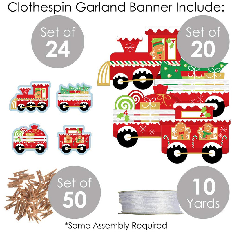 Big Dot of Happiness Christmas Train - Holiday Party DIY Decorations - Clothespin Garland Banner - 44 Pieces - PawsPlanet Australia