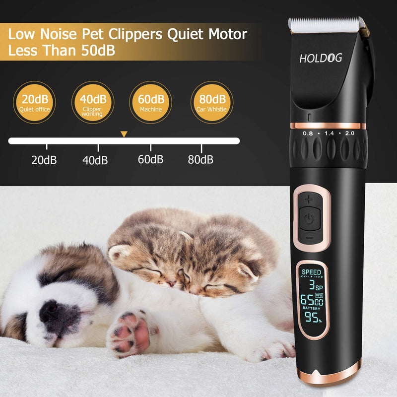 [Australia] - Dog Clippers Professional Heavy Duty Dog Grooming Clipper 3-Speed Low Noise High Power Rechargeable Cordless Pet Grooming Tools for Small & Large Dogs Cats Pets with Thick & Heavy Coats 