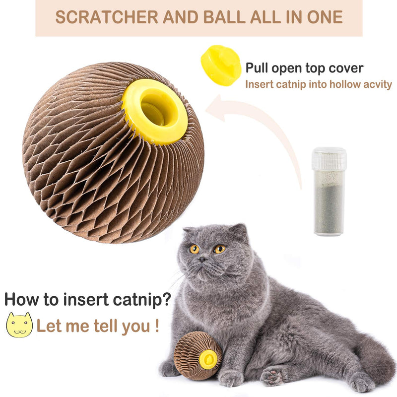 [Australia] - ARELLA Catnip Ball Toy for Cats Catnip Refillable Scratcher Ball Kitty's Faithful Playmate Reduce Obesity and Loneliness CSB01BR 