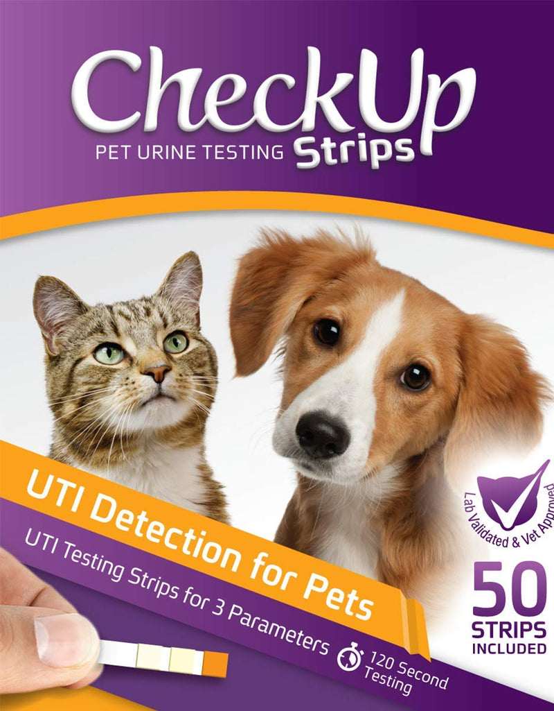 CheckUp KIT4CAT UTI Urine Testing Strips for Cats and Dogs - Detection of pH, Nitrite and Leukocytes x 50 - PawsPlanet Australia