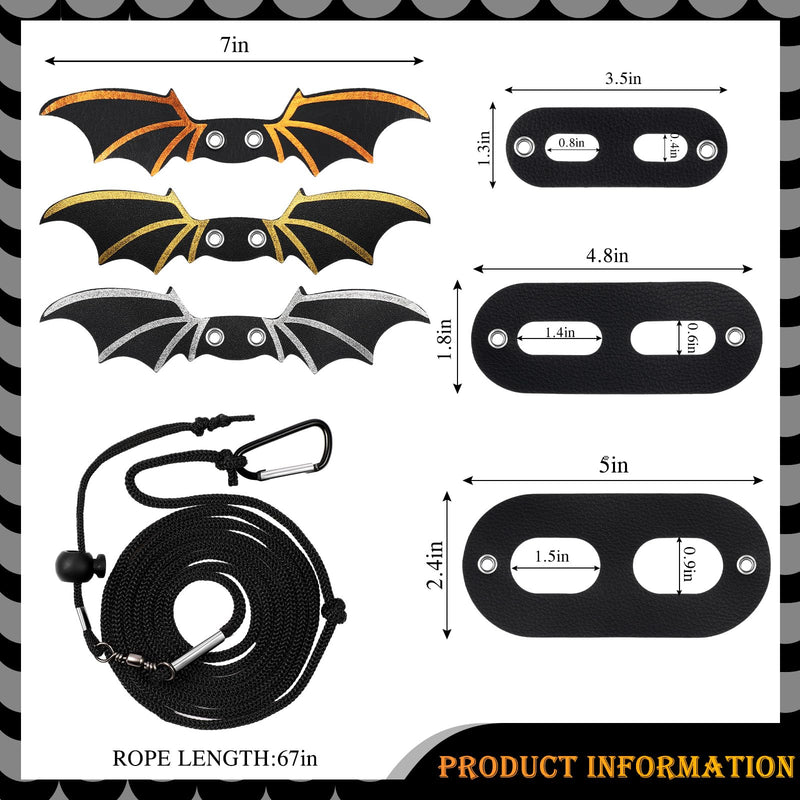 Wesnoy 3 Pcs Bearded Dragon Harness 3 Size Adjustable Cool Leather Lizard Leash Harness Bearded Dragon Leash with Wings for Reptile Safety Walking Accessories (Black) Black - PawsPlanet Australia