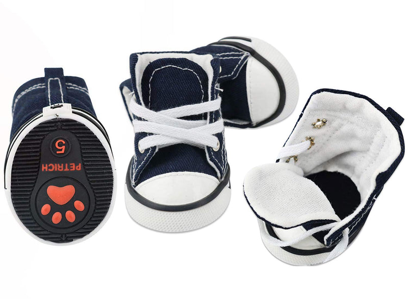 GLE2016 Pet Shoes Puppy Sport Denim Shoes Casual Style Anti-Slip Boots Sneaker Booties 4Pcs #5 Blue - PawsPlanet Australia