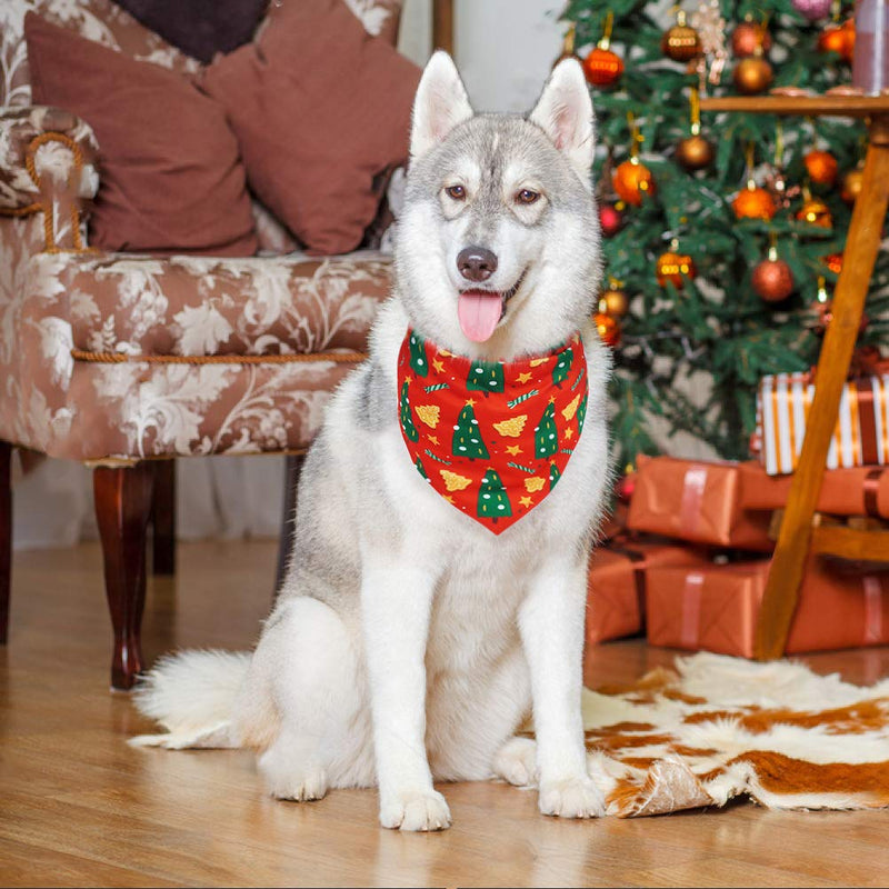 [Australia] - PUPTECK Christmas Dog Bandanas - Soft 4pcs Pet Triangle Bibs Scarf, Pet Accessories Handkerchief for Dog Cat with Penguin Santa Claus Christmas Pattern 2 Green & 2 Red 