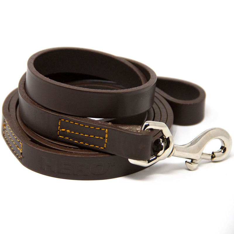 [Australia] - Hero Leather Training Leash - 6 Foot Brown 