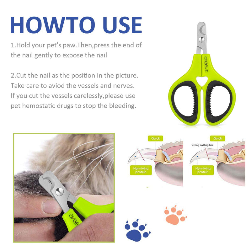 OneCut Pet Nail Clippers, Update Version Cat & Kitten Claw Nail Clippers for Trimming, Professional Pet Nail Clippers Best for a Cat, Puppy, Kitten & Small Dog (Green) Green - PawsPlanet Australia