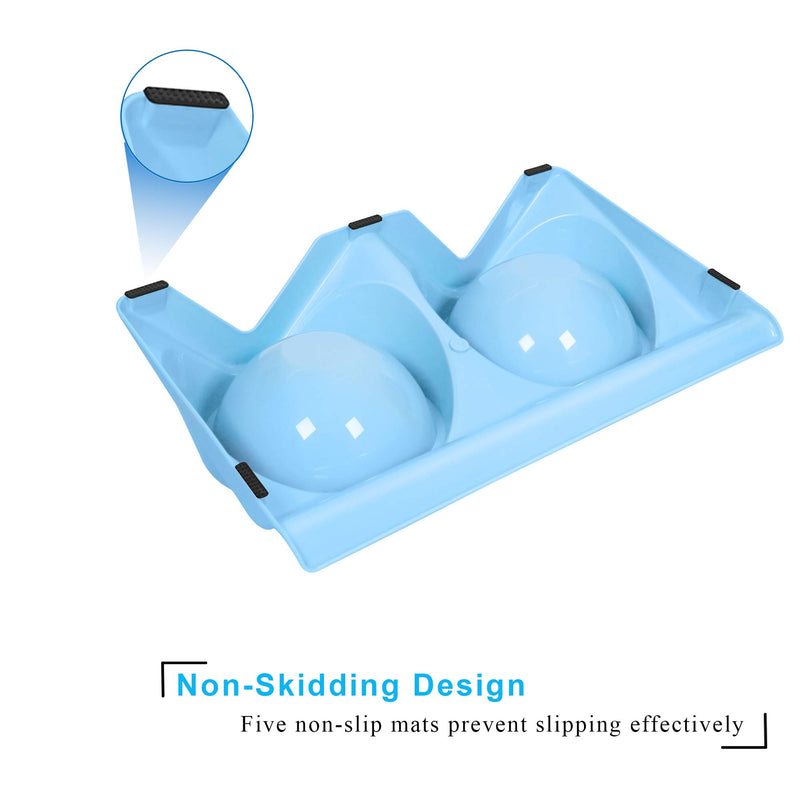 [Australia] - UPSKY Dog Cat Bowls Double Raised Pet Bowls, Elevated Cat Bowls, with Anti-Slip Resin Station, Stainless Steel Pet Feeder Bowls for All Small to Large Cats blue 