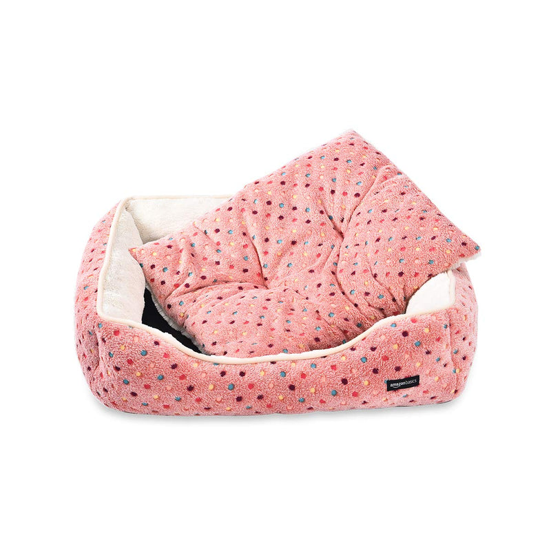 [Australia] - AmazonBasics Cuddler Bolster Pet Bed, Pink Polka Dots Small 