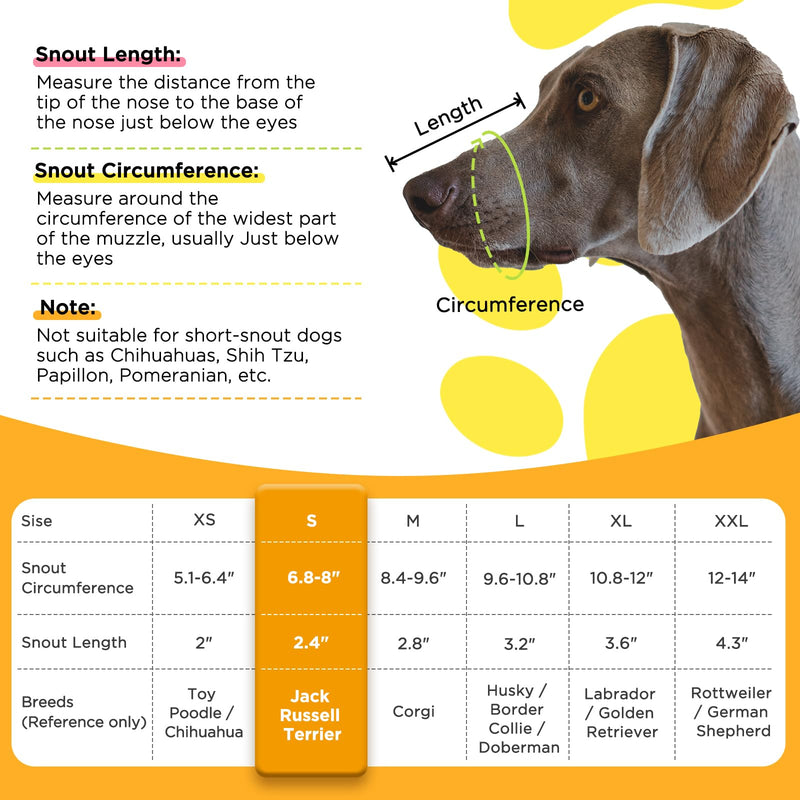 BONTHEE muzzle for dogs, dog muzzle, soft dog muzzle for small, medium-sized dogs with breathable mesh, adjustable loop prevents biting, chewing and barking for poisoned bait S - PawsPlanet Australia