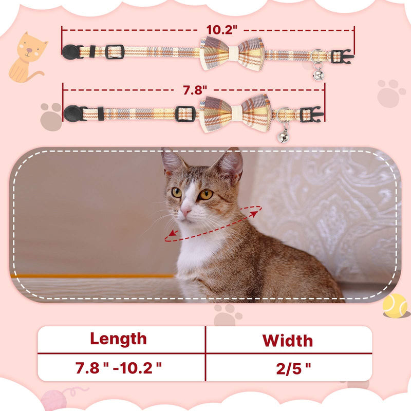 Weewooday 4 Pieces Breakaway Cat Collar with Bow Tie and Bell, Cute Plaid Patterns Kitty Safety Buckle Collars, Adjustable Buckle Collars for Pet Kitten Cats Puppy - PawsPlanet Australia