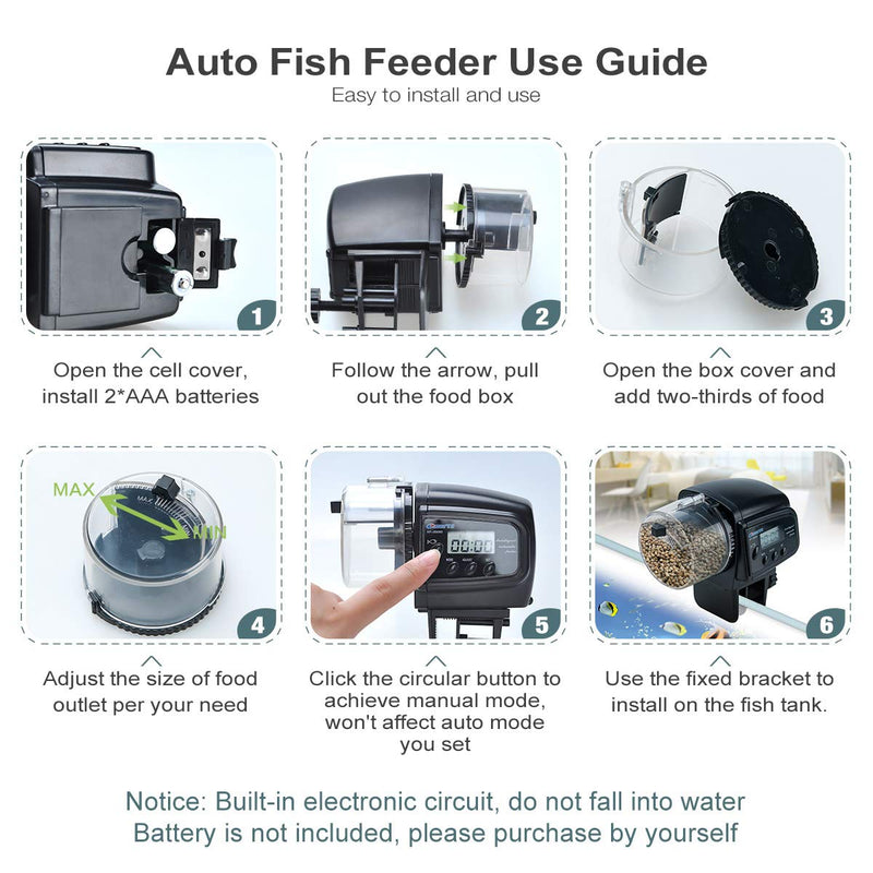 Lychee Automatic Fish Feeder Aquarium Food Dispenser Digital Auto Timer Vacation Feeder for Home Office - PawsPlanet Australia