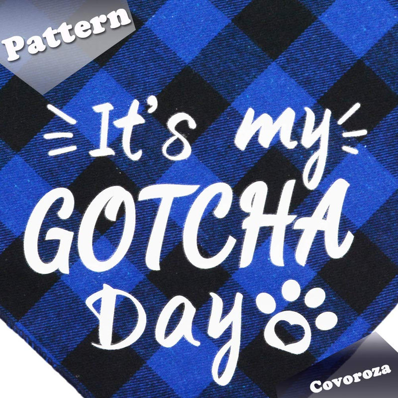 2 Pack It’s My Gotcha Day Print Dog Birthday Bandana for Boys and Girls Scarf Bibs Accessories for Pet Birthday Gift Red and Blue - PawsPlanet Australia