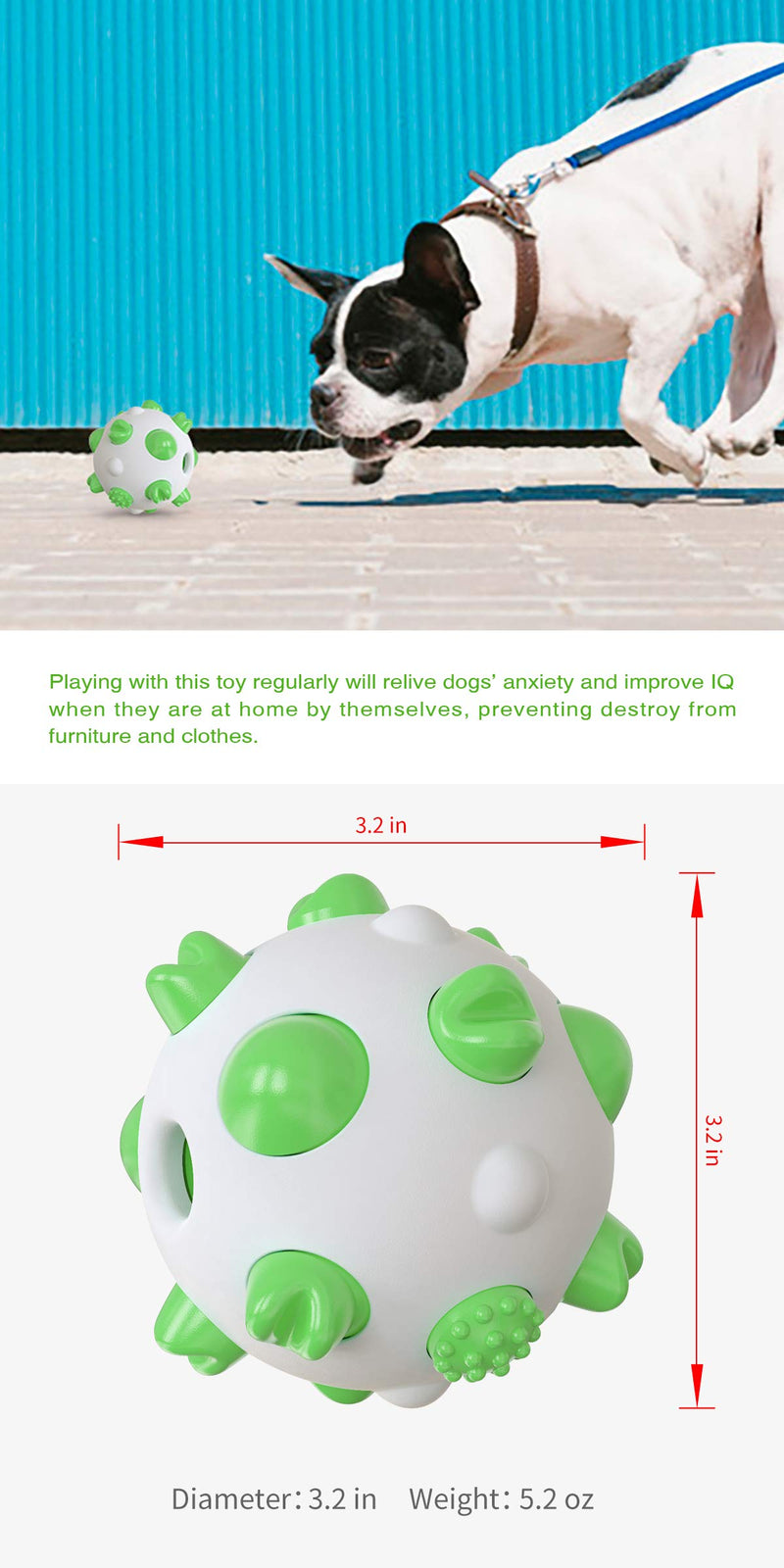 Dog Interactive Toy Ball-Dog molars Cleaning Toys Suitable for Small Medium and Large Dogs (Green) Green - PawsPlanet Australia