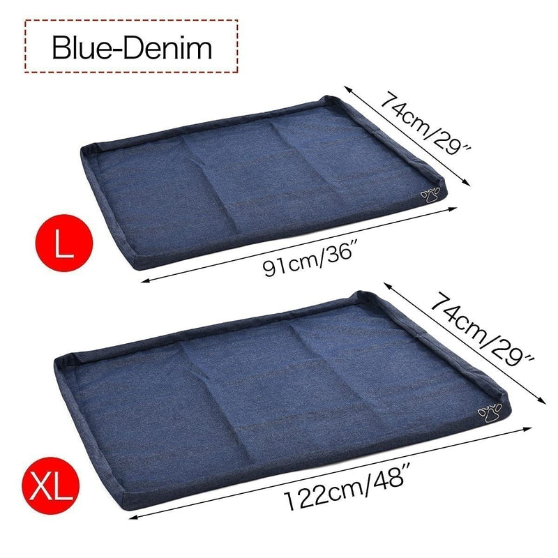 CNBEAU Dog Bed Cover Replacement Pet Bed External Covers Zippered DIY Dog Cushion Warm Fleece Autumn Winter Removable Washable Pet Bed Mat Case ONLY Cover for Medium Large Dogs Bed Large 36"x29"x4" Denim Blue - PawsPlanet Australia