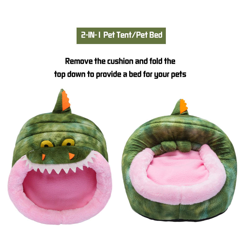 [Australia] - Orangdogo Guinea Pig Bed Accessories Cage Toys Warm Small Animal Pet Bed House for Hedgehog Chinchilla Rabbit Hamster Rat Chinchillas Habitat L Crocodile (Green) 