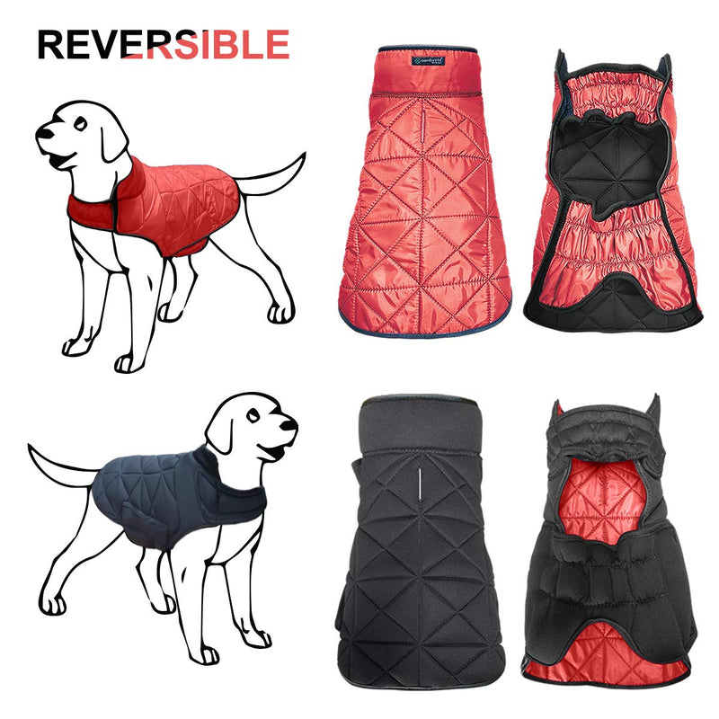 Metric USA/Comfort Fit Dog Clothes Warm Dog Coat Windproof Reversible new Soft Padded Style Dog Vest Apparel for Cold Weather Dog Jacket for Small Medium Large Dogs with Furry Collar (Large, Red) L - PawsPlanet Australia