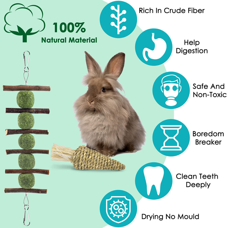 ERKOON Bunny Toys, Rabbit Chew Toy for Teeth Grinding Improve Dental Treats Entertainment Accessories for Rabbits Bunnies Hamsters Guinea Pigs A - PawsPlanet Australia